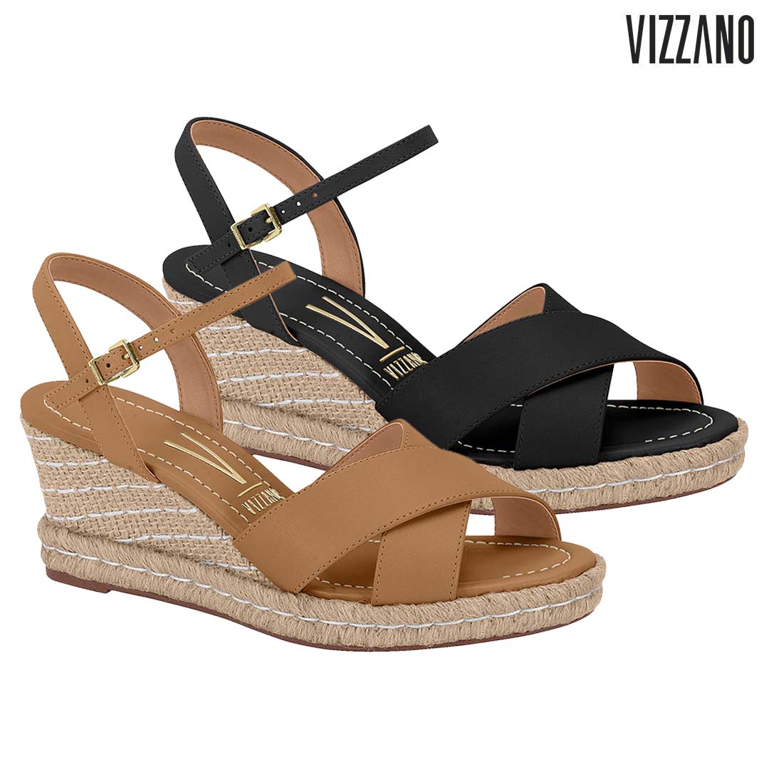 Sandalia Anabela Vizzano Original Tira Cruzada Salto Medio Corda Espadrille Meia  Pata - 1277.1020 - Banana Shock Calçados